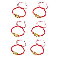 Colorful Bling 6Pcs Adjustable Braided Lucky Red String Rope Feng Shui Pixiu Pi Yao Bracelet Set Attract Wealth Prosperity Good