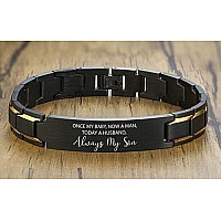 Mugart Son Wedding Gifts For Son Engraved Bracelet Gift For Son Once My Baby Now A Man Today A Husband Always My Son To