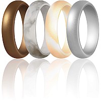 Thunderfit Womens Silicone Wedding Ring Rubber Wedding Band 55Mm Wide 2Mm Thickk Bronze Marble Gold Marble Silver