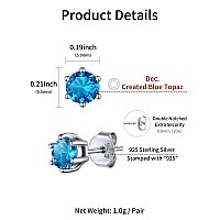 Chicsilver December Birthstone Stud Earrings For Women 925 Sterling Silver Delicate Tiny Tanzanite Blue Zircon Earrings Studs Hy