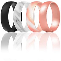 Thunderfit Silicone Wedding Rings For Men Women 63Mm Wide 165Mm Thick Marble Black Marble Rose Gold Rose Gold 105