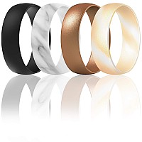 Thunderfit Silicone Wedding Rings For Men Women 63Mm Wide 165Mm Thick Bronze Marble Gold Marble Black 657 1775M