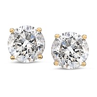 Amazon Collection Certified 14K Yellow Gold Diamond Stud Earring With Screw Back And Post 125 Cttw Jk Color I1I2 Clarity