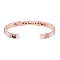 Joycuff Rose Gold Sympathy Memorial Gift For Her Motivating Jewelry A Piece Of My Heart Is In Heaven Stainless Steel Bracelet