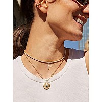 14K Yellow Gold Plated Cubic Zirconia Initial A Necklace Letter Tennis Chain Necklaces For Women