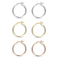 Charmsy Set Of 3 Pairs 925 Sterling Silver Cartilage Earrings Clicktop Hoop Earring For Teen Women 20 Mm