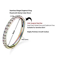 Gagabody Septum Ring Surgical Steel 18 Gauge Earrings For Women 8Mm Hoop Earring Nose With Clear Cz Rings Hoop Earrings For Dait