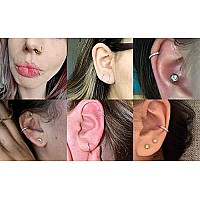 Gagabody Septum Ring Surgical Steel 18 Gauge Earrings For Women 8Mm Hoop Earring Nose With Clear Cz Rings Hoop Earrings For Dait