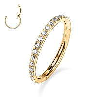 Gagabody 14G Hoop 14G Septum Clicker With Cz 7Mm Daith Earrings Surgical Steel Helix Piercing Jewelry Hoop Gold Nose Rings For W