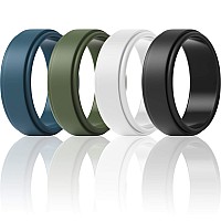 Thunderfit Silicone Wedding Rings For Men Step Edge 8Mm Width 2Mm Thick White Dark Olive Green Dark Teal Black Size 6