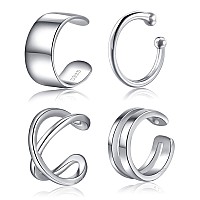 Ear Cuffs 925 Sterling Silver Fake Ear Cuffs Non Piercing Ear Conch Clip On Cartilage Earrings For Women Men 4 Various Styles