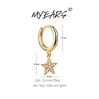 Myears Women Star Earrings Gold Huggie Hoop Diamond Cubic Zirconia Dangle Drop 14K Gold Filled Small Boho Beach Simple Delicate