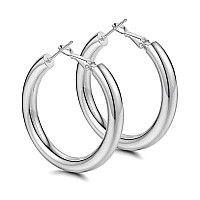 Thick Hoop Earrings Lightweight Howllow Tube Hoops Chunky Silver For Women Hypoallergenic Big Earring 25Mm 30Mm 40Mm 50Mm