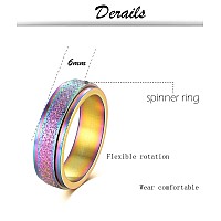 Tornito Stainless Steel Spinner Ring Engagement Wedding Band For Women Sand Blast Finish Step Edge Sleek 6Mm Sand Blastrain Bo