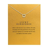 Baydurcan Horseshoe Necklace Horseshoe Pendant Chain Necklace With Message Card Gift Card Horseshoe S