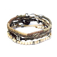 Wakami Earth Handmade Boho Bracelets Set Of 4 Beige Braided Indie For Women And Men Beaded Stackable Handmade By Artisan