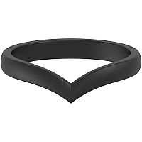 Thunderfit Silicone Wedding Bands For Women Thin Stackable Heart Shaped 27Mm Width 2Mm Thick Black Size 657 173Mm