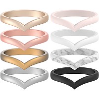 Thunderfit Silicone Wedding Bands For Women Thin Stackable Heart Shaped 27Mm Width 2Mm Thick White Rose Gold Bronze Si