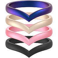 Thunderfit Silicone Wedding Bands For Women Thin Stackable Heart Shaped 27Mm Width 2Mm Thick Galaxy Black Metallic Pink