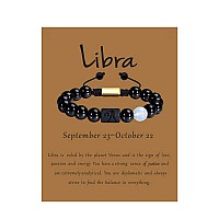 Vlinras Libra Gifts Men Women Zodiac Libra Bracelet Braided Adjustable Black Onyx Horoscope Birthday Jewelry