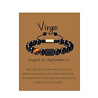 Vlinras Virgo Gifts Men Women Zodiac Virgo Bracelet Braided Adjustable Black Onyx Horoscope Birthday Jewelry