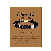 Vlinras Gemini Gifts Men Women Zodiac Gemini Bracelet Braided Adjustable Black Onyx Horoscope Birthday Jewelry