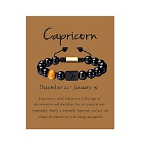 Vlinras Capricorn Gifts Men Women Zodiac Capricorn Bracelet Braided Adjustable Black Onyx Horoscope Birthday Jewelry