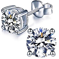 Yodewa Moissanite Stud Earrings For Women 925 Sterling Silver Hypoallergenic Flat Back Not Easy Loosen 1 Pair Def Color Lab Cre