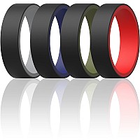 Thunderfit Silicone Wedding Rings Men Women Reversible 6Mm Width 2Mm Thick Darkblueblack Olivegreenblack Greyblack R