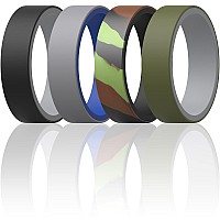 Thunderfit Silicone Wedding Rings Men Women Reversible 6Mm Width 2Mm Thick Greyblack Darkbluegrey Blackcamo Greyoli