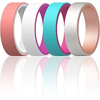 Thunderfit Silicone Wedding Rings Men Women Reversible 6Mm Width 2Mm Thick Rosepinkwhite Rosepinkteal Rosegoldpearl