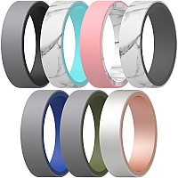 Thunderfit Silicone Wedding Rings Men Women Reversible 6Mm Width 2Mm Thick Greygreen Dbluegrey Sbluemarble Rgoldpea