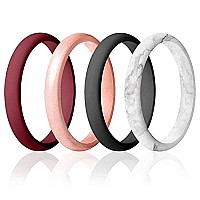 Roq Silicone Rubber Wedding Ring For Women Thin Stackable Rubber Silicone Wedding Band Bridal Jewelry Set Anniversary Rings