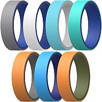 Thunderfit Silicone Wedding Rings Men Women Reversible 6Mm Width 2Mm Thick Dbluegrey Dbluewhite Blueteal Lgreyskybl