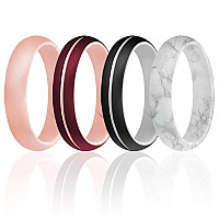 Roq Silicone Rubber Wedding Ring For Women Thin Stackable Rubber Silicone Wedding Band Bridal Jewelry Set Anniversary Rings