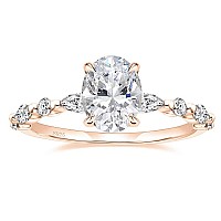 Eamti 925 Sterling Silver Ring Oval Cut Rose Gold Cubic Zirconia Engagement Rings Solitaire Halo Promise Ring For Women Size 7