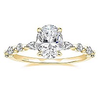 Eamti 925 Sterling Silver Ring Oval Cut Yellow Gold Cubic Zirconia Engagement Rings Solitaire Halo Promise Ring For Women Size 7