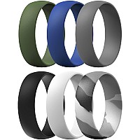 Thunderfit Silicone Wedding Rings For Men Women 63Mm Wide 165Mm Thick Dark Green Blue Grey Black White Grey Camo