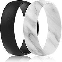 Thunderfit Silicone Wedding Rings For Men Women 63Mm Wide 165Mm Thick Black Marble 758 1820Mm