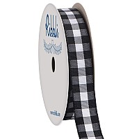 Ribbli Black And White Gingham Ribbon100 Polyester Woven Edge58 Inch X 10 Yardplaid Ribbonbuffalo Checked Ribbon Black B