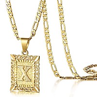 Kissyan Initial Letter Pendant Necklace For Men Womens 14K Gold Plated Square Capital Monogram Necklace Alhpabets From Az Figa