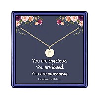 Hidepoo Tiny Initial Necklaces For Girls 14K Gold Filled Necklace Jewelry For Girls Necklace Disc Double Side Engraved Initial