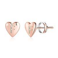 Stud Earrings For Women Girls S925 Sterling Silver Post Rose Gold Stud Earrings Letter F Initial Hypoallergenic Earrings For Wo