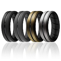 Roq Silicone Rubber Wedding Ring For Men Comfort Fit Mens Wedding Band Breathable Rubber Engagement Band 8Mm Wide 2Mm Thick