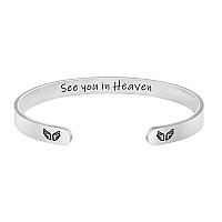 Joycuff Memorial Gifts For Women Inspirational Cuff Bangle Bracelet See You In Heaven Encouragement Jewelry Loss Of Loved One Sy