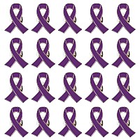 Wandic Purple Awareness Ribbon Pin 20 Pcs Lupus Alzheimers Awareness Badges Domestic Violence Pancreatic Cancer Brooches For Pu