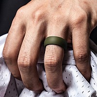 Thunderfit Silicone Wedding Rings For Men Breathable Airflow Inner Grooves 85Mm Wide 25Mm Thick Olive Green Size 155