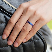 Thunderfit Silicone Wedding Bands For Women Super Thin Stackable 3Mm Width 15Mm Thick Black Metallic Blue Pearl Galaxy