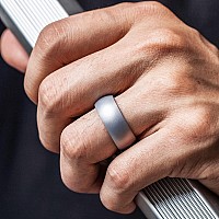 Thunderfit Silicone Wedding Rings For Men Breathable Airflow Inner Grooves 85Mm Wide 25Mm Thick Silver Size 10511 2