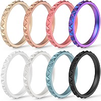 Thunderfit Silicone Wedding Bands For Women Triangle Diamond 25Mm Wide 2Mm Thick Black Metallic Blue Pearl Galaxy Rose